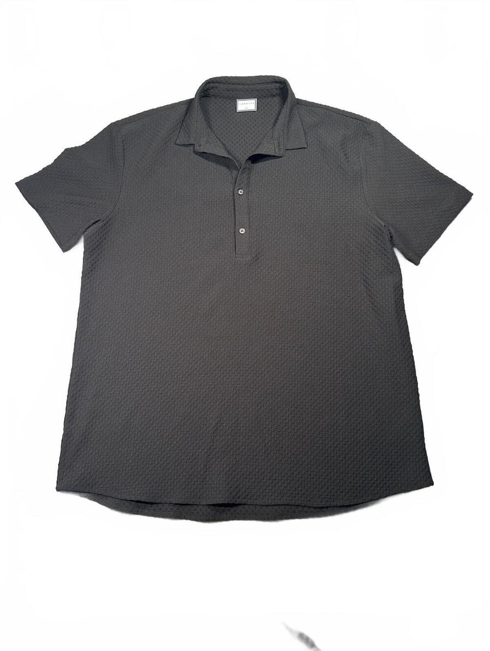 Smash Men's 2XL Black Textured Woven Polo Shirt Short Sleeve Casual
